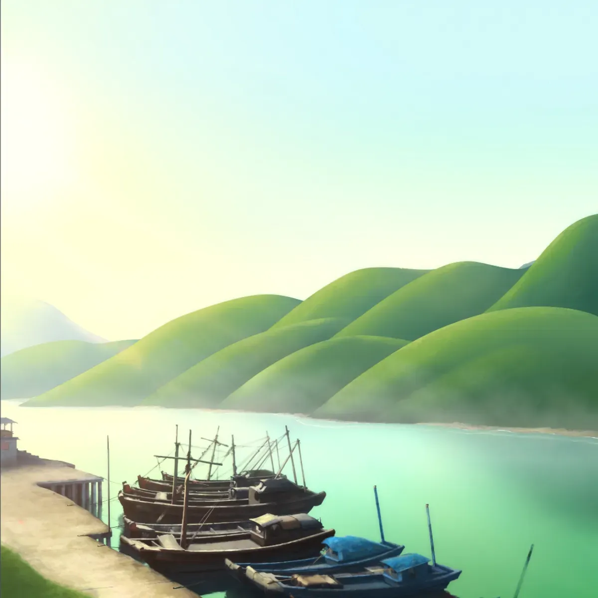Illustrated coastal scene evoking China — the home of Fujian OEM Export Cluster