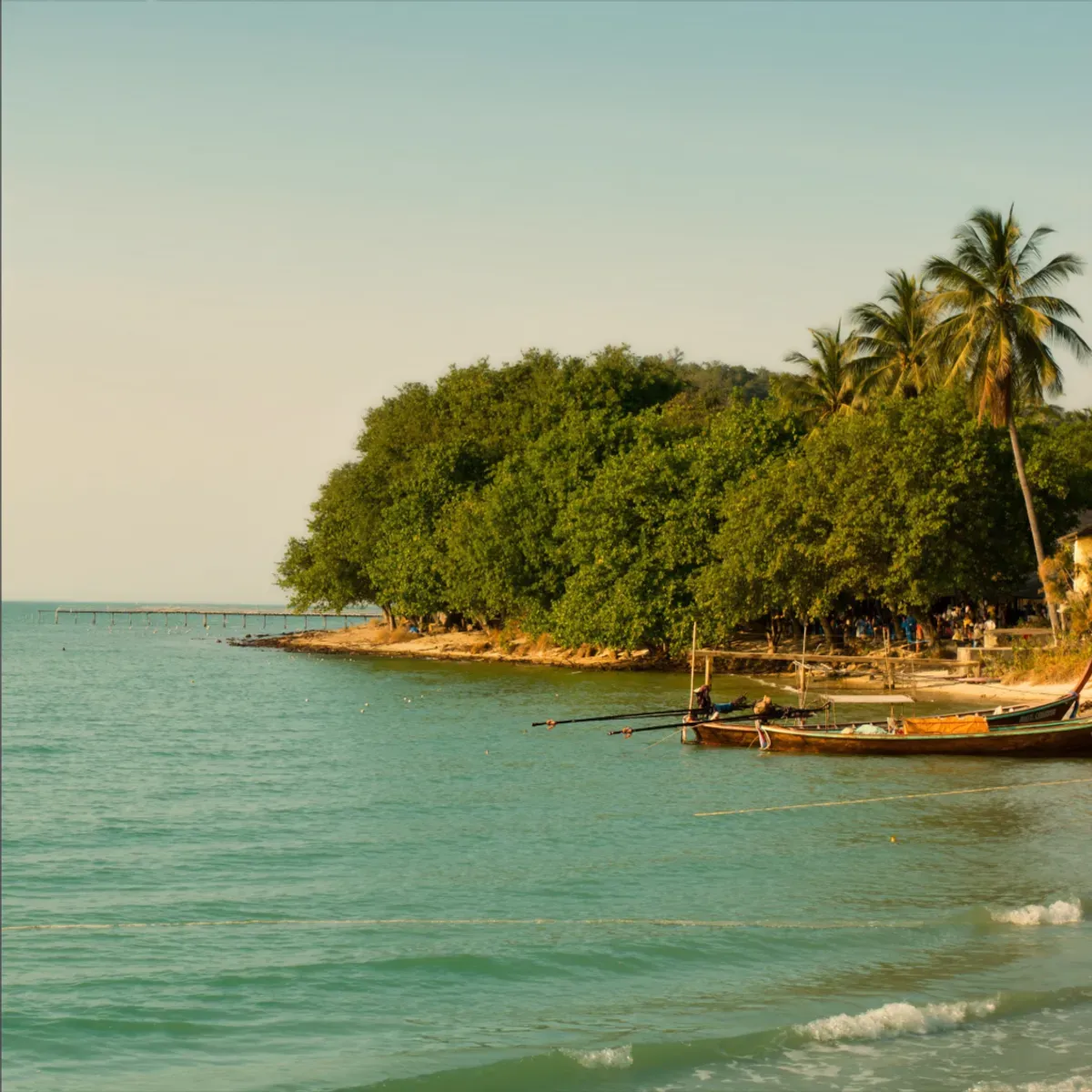 Illustrated coastal scene evoking Thailand — the home of Thai Union Group
