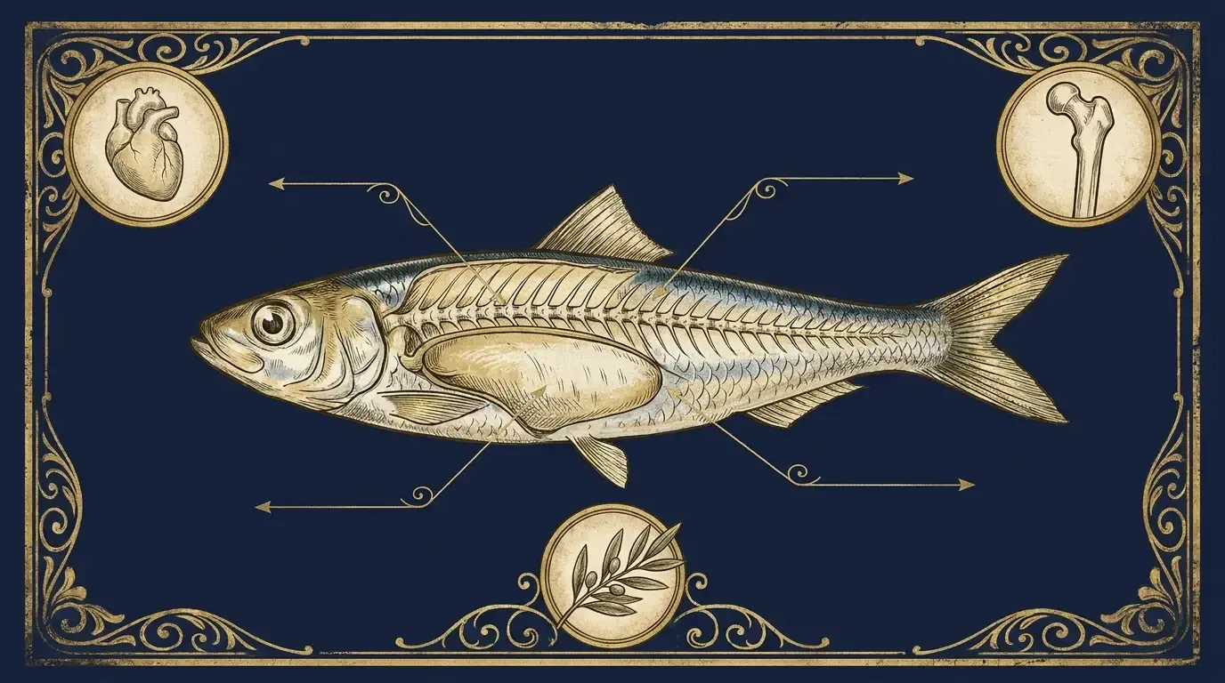 Scientific plate of a sardine