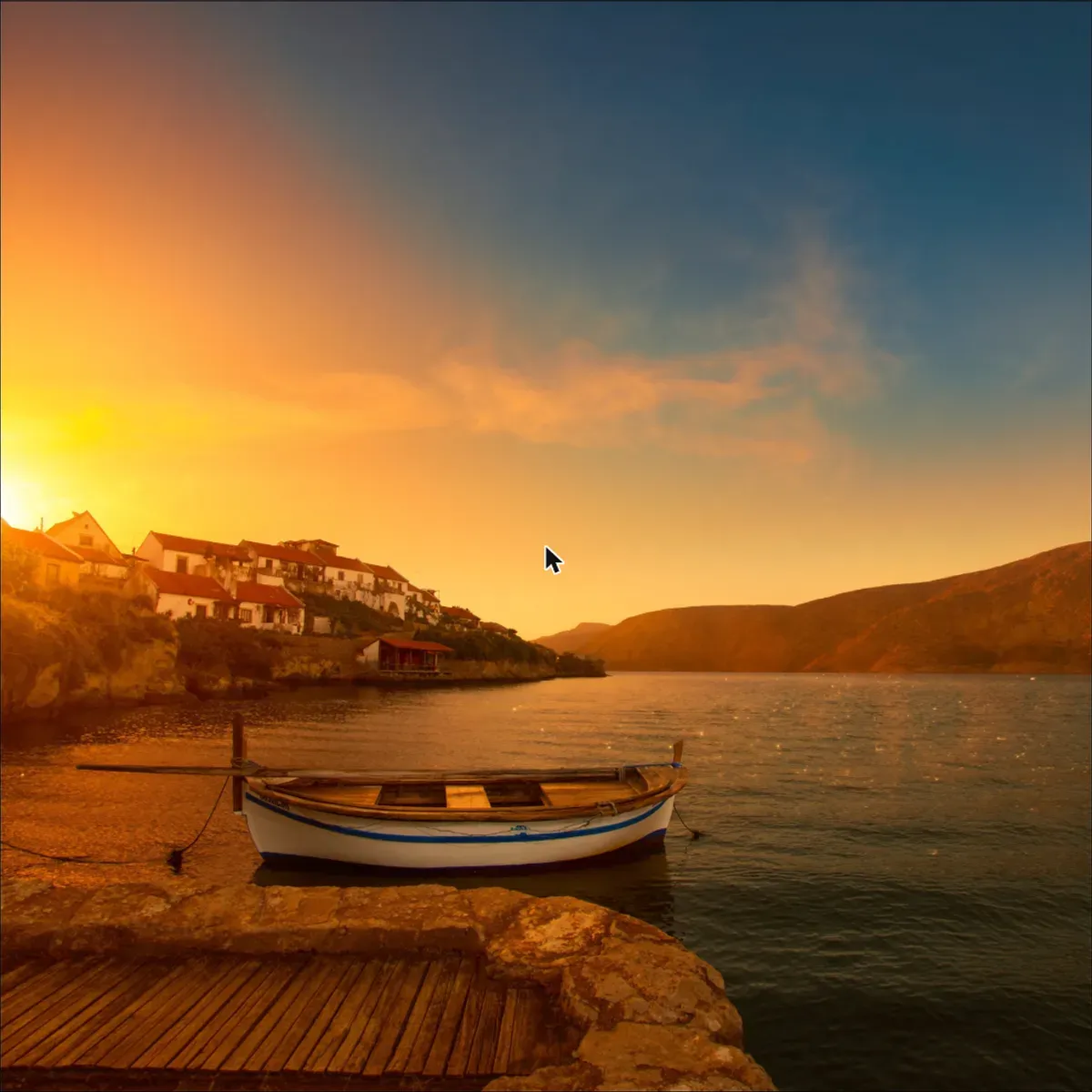 Illustrated coastal scene evoking Portugal — the home of José Gourmet
