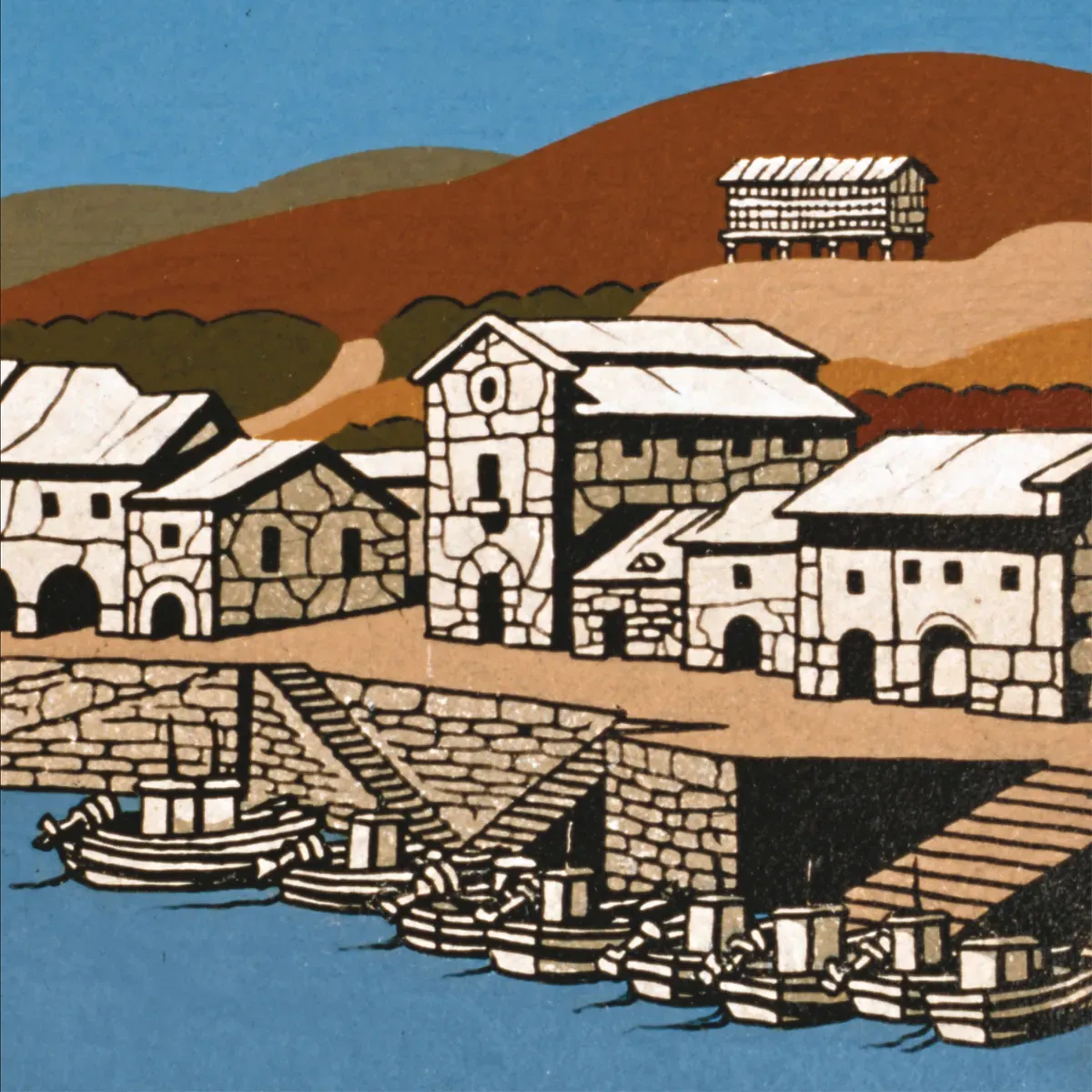 Illustrated coastal scene evoking Spain — the home of Matiz