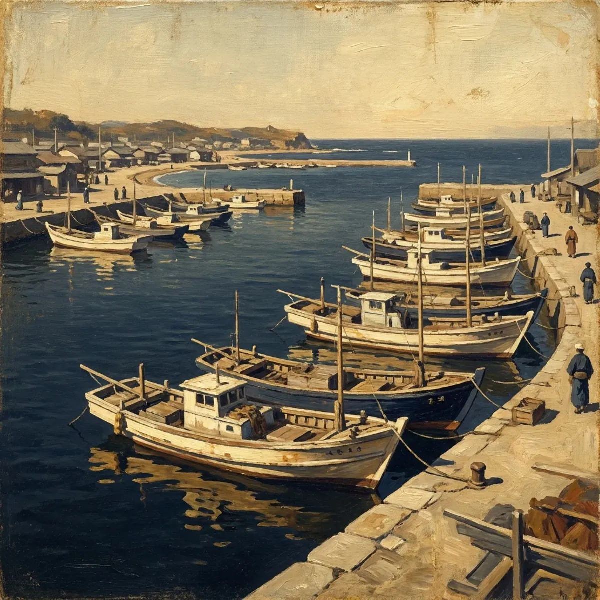 Illustrated coastal scene evoking Japan — the home of Kyokuyo