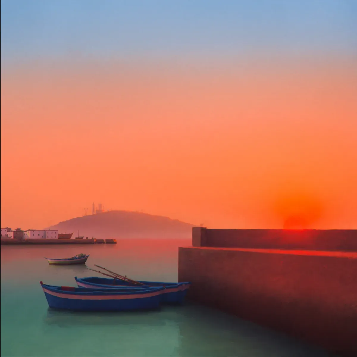 Illustrated coastal scene evoking Morocco — the home of Cosarno