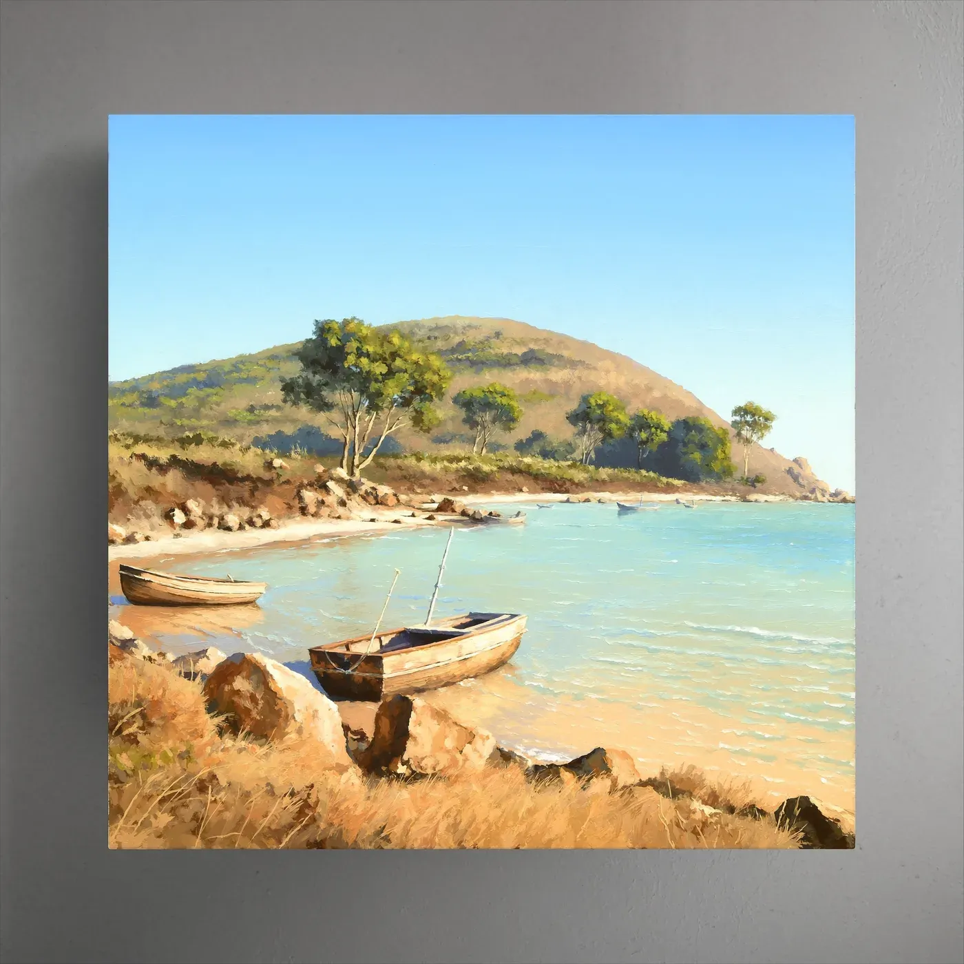 Illustrated coastal scene evoking Australia, home of Little Tin Co