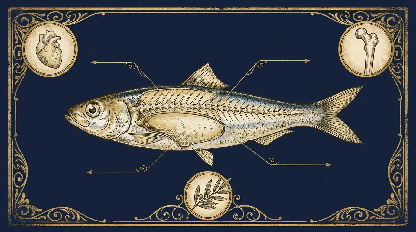 Scientific plate of a sardine