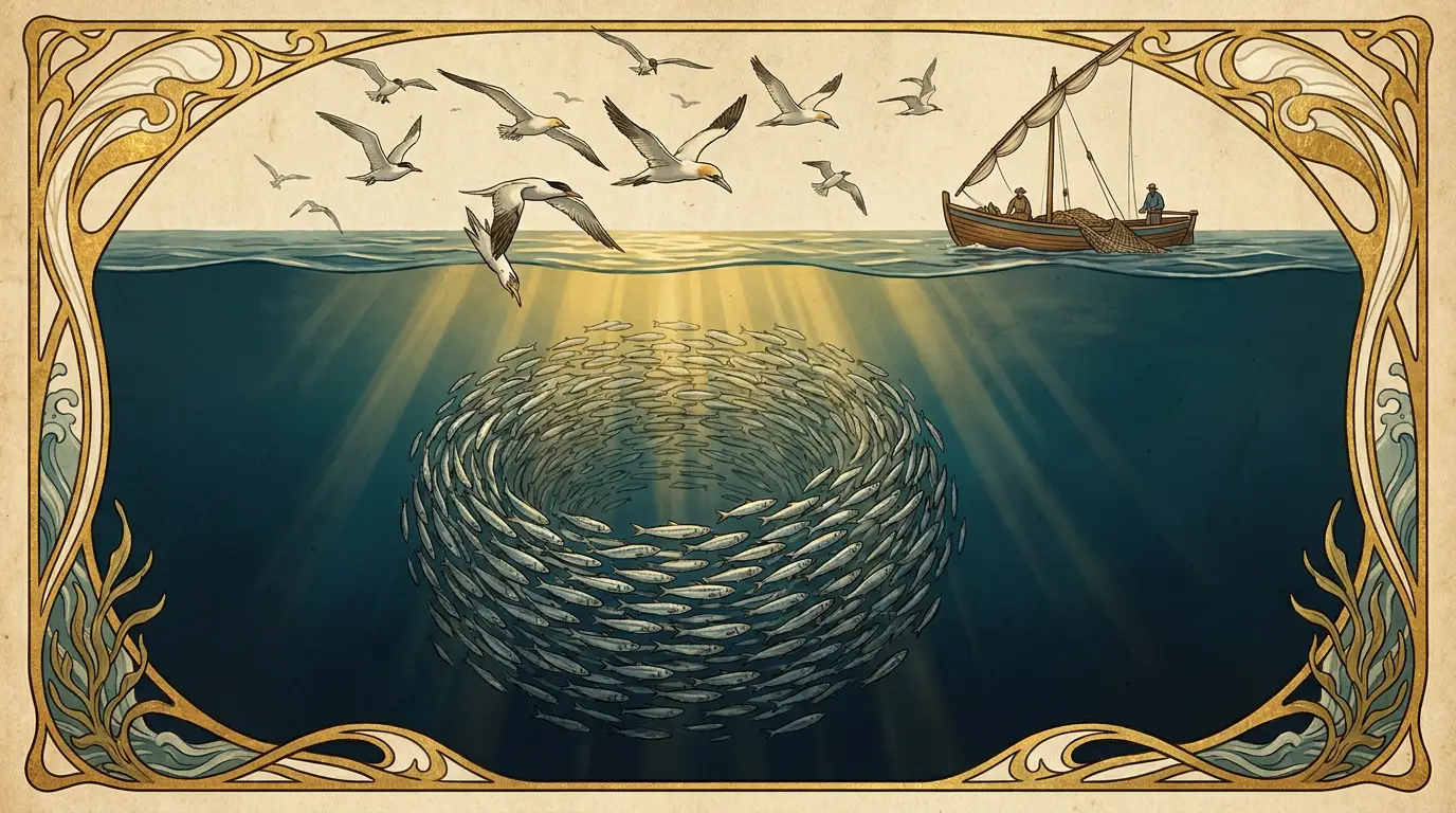 Thriving ocean with sardine school